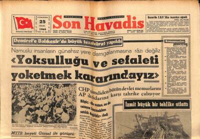 Son Havadis Gazetesi 25 Eylül 1965 - CHP Şimdiden Bütün Devlet Memurlarını AP İktidarına Karşı Tahrike Çalışıyor GZ65645 - 1