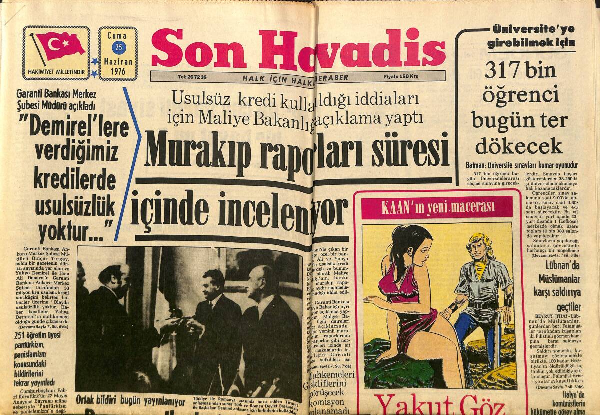 Son Havadis Gazetesi 25 Haziran 1976 - Altın Portakal'ı Cüneyt Arkın'la Adile Naşit Aldı - İzmir'de Bidon Banyosu Moda Oldu GZ149684 - 1