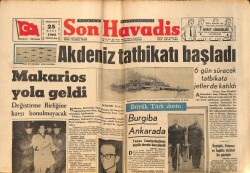 Son Havadis Gazetesi 25 Mart 1965 - Akdeniz Tatbikatı Başladı - Makarios Yola Geldi GZ158816 - Gökçekoleksiyon