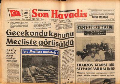 Son Havadis Gazetesi 25 Mart 1966 - Trabzon Gemisi Bir Seyyar Cami Halinde GZ77431 - 1