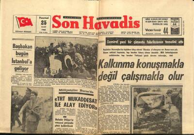 Son Havadis Gazetesi 25 Mart 1968 - Başbakan Bugün İstanbula Geliyor GZ65553 - 2