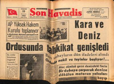 Son Havadis Gazetesi 25 Nisan 1963 - Ürdünde Silahlı Ayaklanma Başladı GZ69330 - 2