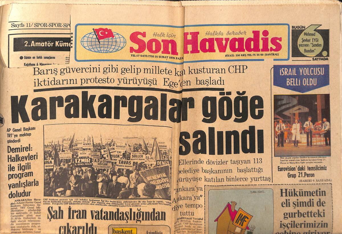 Son Havadis Gazetesi 25 Şubat 1979 - Gönül Yazar Zehirlenme Tehlikesi Atlattı - Batı'dan Yüz Bulamazsak Araplara El Açacağız... GZ158858 - 1