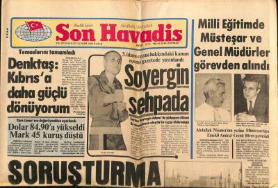 Son Havadis Gazetesi 26 Ekim 1980 - Soyergin Sehpada GZ56311 - 1