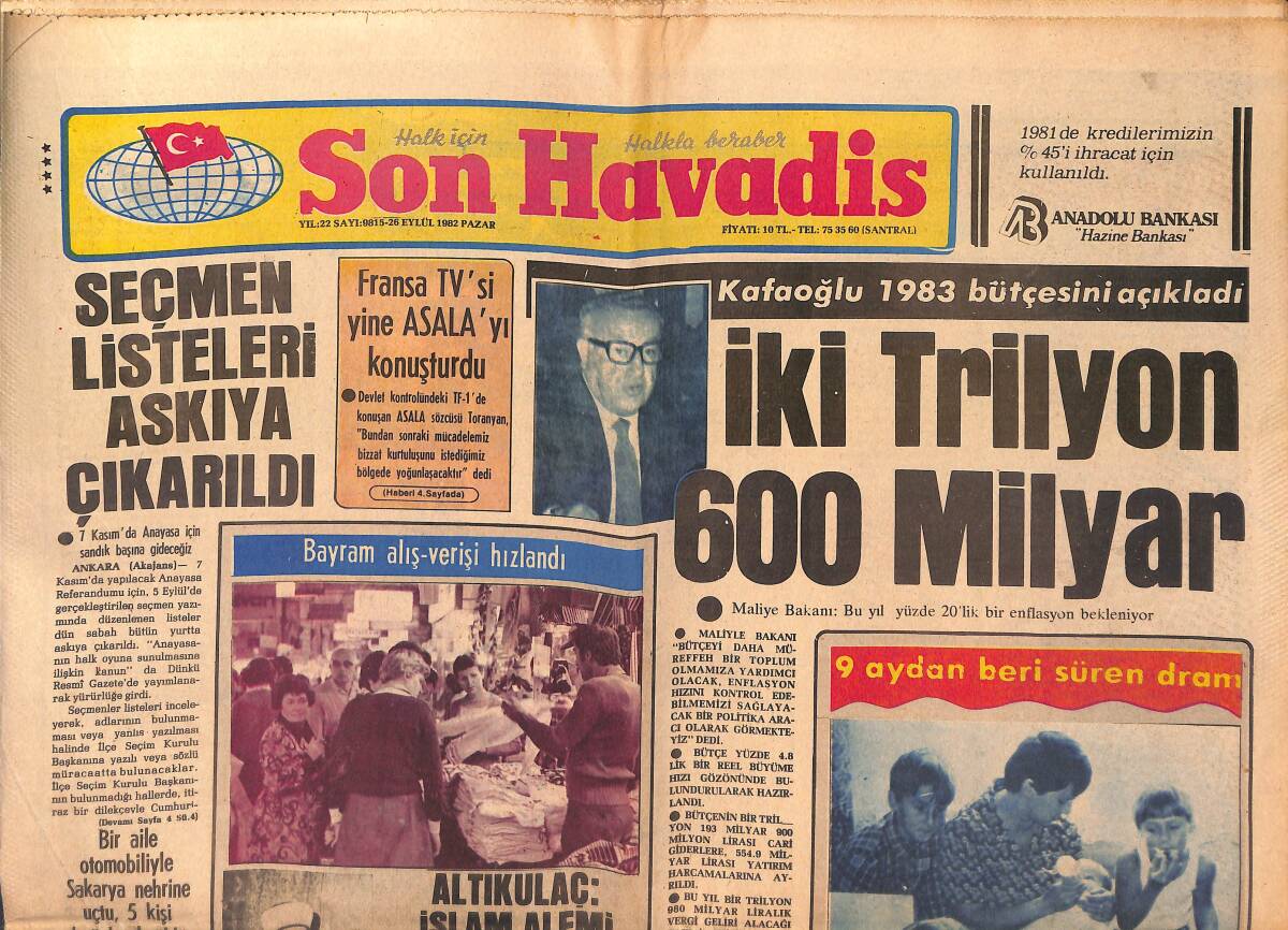 Son Havadis Gazetesi 26 Eylül 1982 - Seda Sayan'a Tatil Yaramadı - Bayan Walesa : Zafer Bizim Olacak GZ149439 - 1