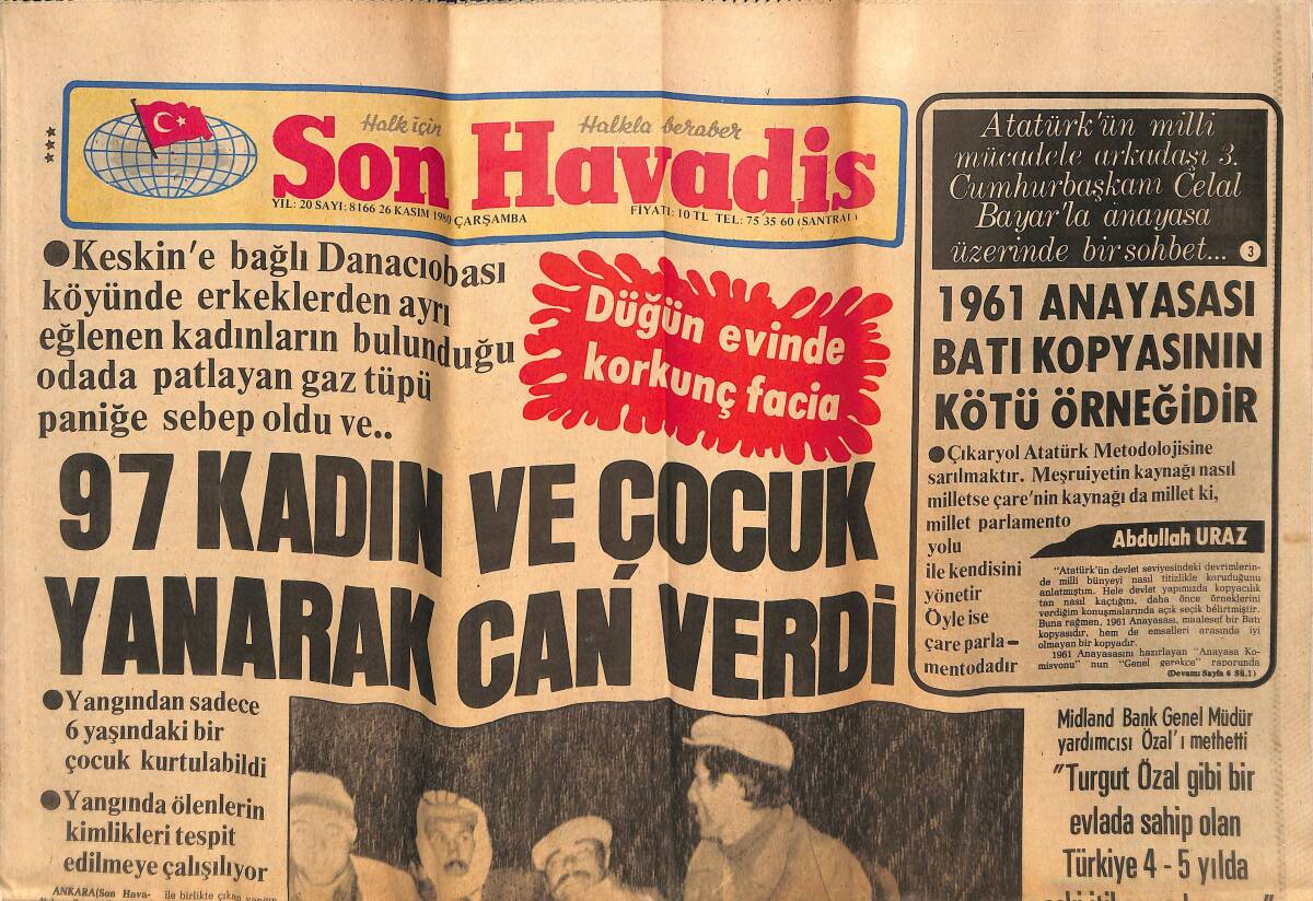 Son Havadis Gazetesi 26 Kasım 1980 - Türkeş Yargılandı - Bursa Güvenspor Hamle Yaptı !.. GZ134552 - 1