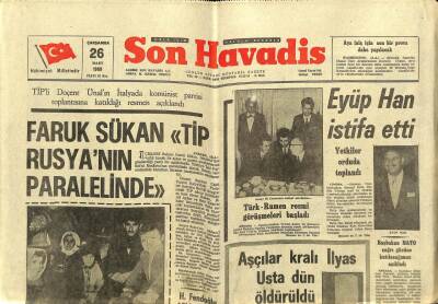 Son Havadis Gazetesi 26 Mart 1969 - Eyüp Han İstifa Etti GZ65515 - 2