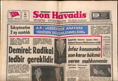 Son Havadis Gazetesi 26 Mart 1972 - Erzurumdaki Depremde Evlerin Çoğu Hasar Gördü - Demirel Radikal Tedbir Gereklidir GZ123910 - 1