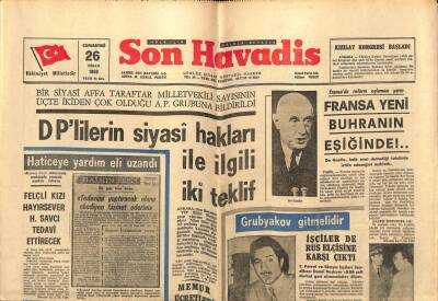 Son Havadis Gazetesi 26 Nisan 1969 - Tıpta İlk Defa İki İnsanın Kanları Birbirine Nakledildi GZ97984 - 1