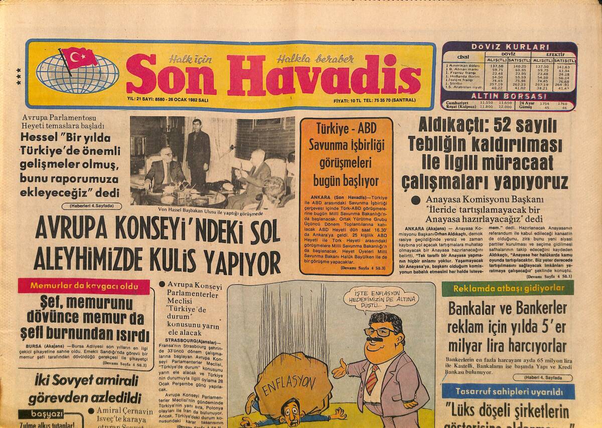 Son Havadis Gazetesi 26 Ocak 1982 - Türkiye'yi Bölmek İstiyorlar - Mataracı Bugün Savunma Yapacak GZ149691 - 1