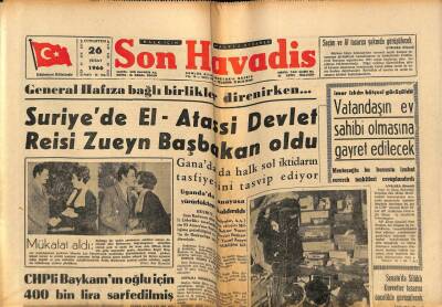 Son Havadis Gazetesi 26 Şubat 1966 - CHPli Baykamın Oğlu İçin 400 Bin Lira Sarfedilmiş GZ77499 - 1