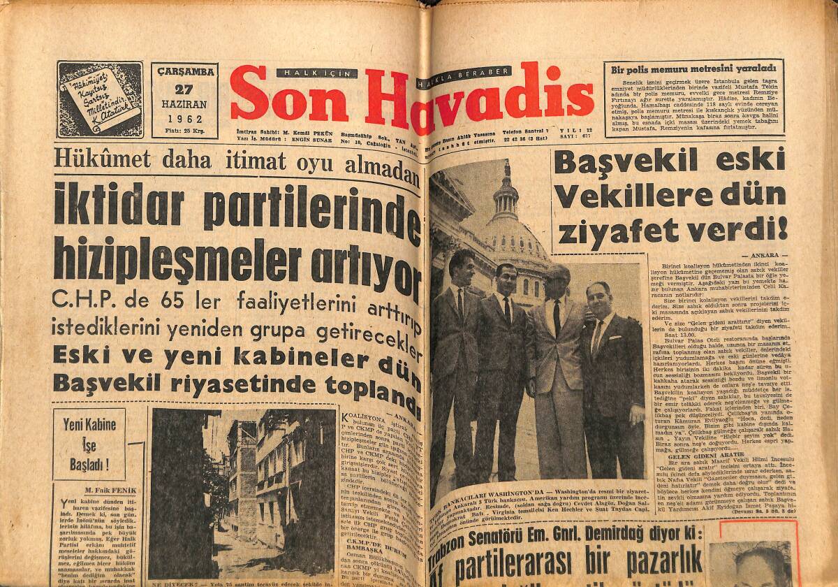 Son Havadis Gazetesi 27 Haziran 1962 - Fahri Ar'ın 4 Katlı İnşaatı Mühürlendi - Kraliçe Elizabeth İle On Beş Seneden Beri Evli Bulunan Genç Prens GZ143334 - 1