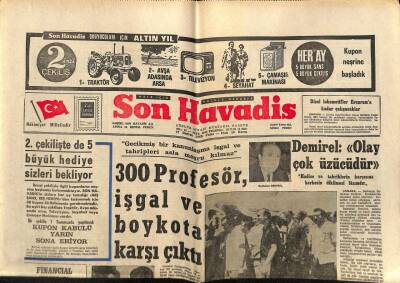 Son Havadis Gazetesi 27 Haziran 1969 - 300 Profesör , İşgal Ve Boykota Karşı Çıktı GZ74182 - 1