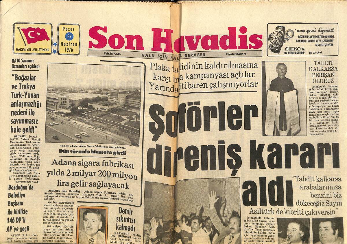 Son Havadis Gazetesi 27 Haziran 1976 - TRT'nin Davetinde Ünlü İsimler Buluştu - Muhammed Ali, İnoki İle Berabere Kaldı GZ149766 - 1