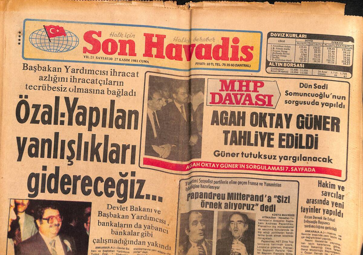 Son Havadis Gazetesi 27 Kasım 1981 - TRT Genel Müdürü Haber Spikerlerine Nasihat Çekti - Sovyet Rusya'da Sıkıntı GZ149672 - 1