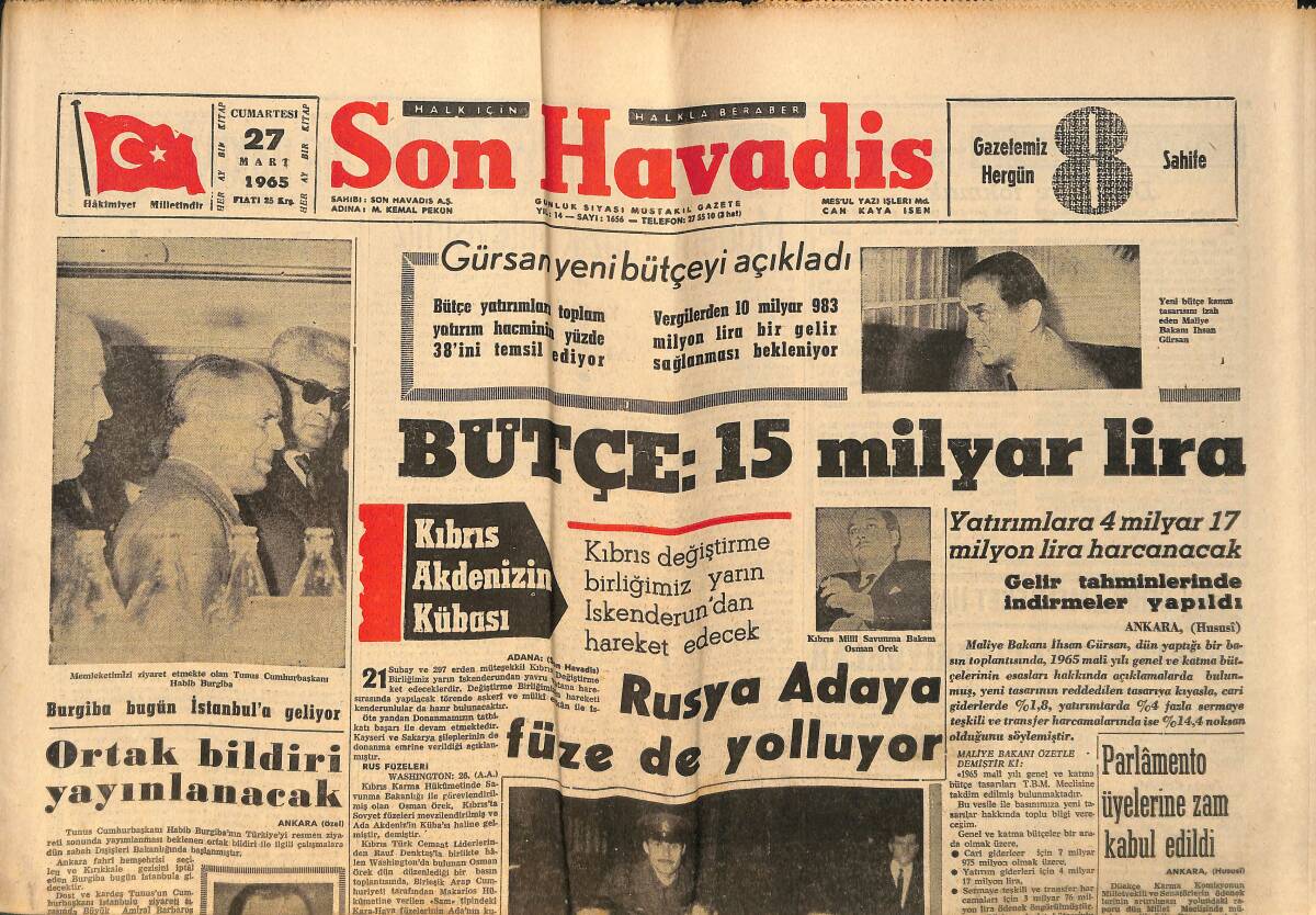 Son Havadis Gazetesi 27 Mart 1965 - Yüksel Çengele Ait Sahte Faturalar Tesbit Edildi - Rusya Adaya Füze de Yolluyor GZ158818 - 1