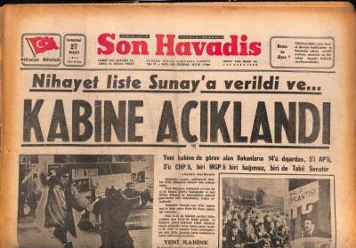 Son Havadis Gazetesi 27 Mart 1971 - Nihayet Lise Sunaya Verildi Ve... KABİNE AÇIKLANDI GZ86945 - 1