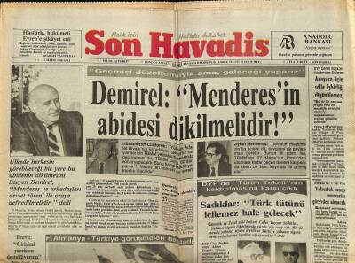 Son Havadis Gazetesi 27 Mayıs 1986 - TZOB Başkanlığına Osman Özbek Yine İttifakla Seçildi - Anayasa İçin Solla İşbirliği Düşünülemez ! GZ124332 - 1