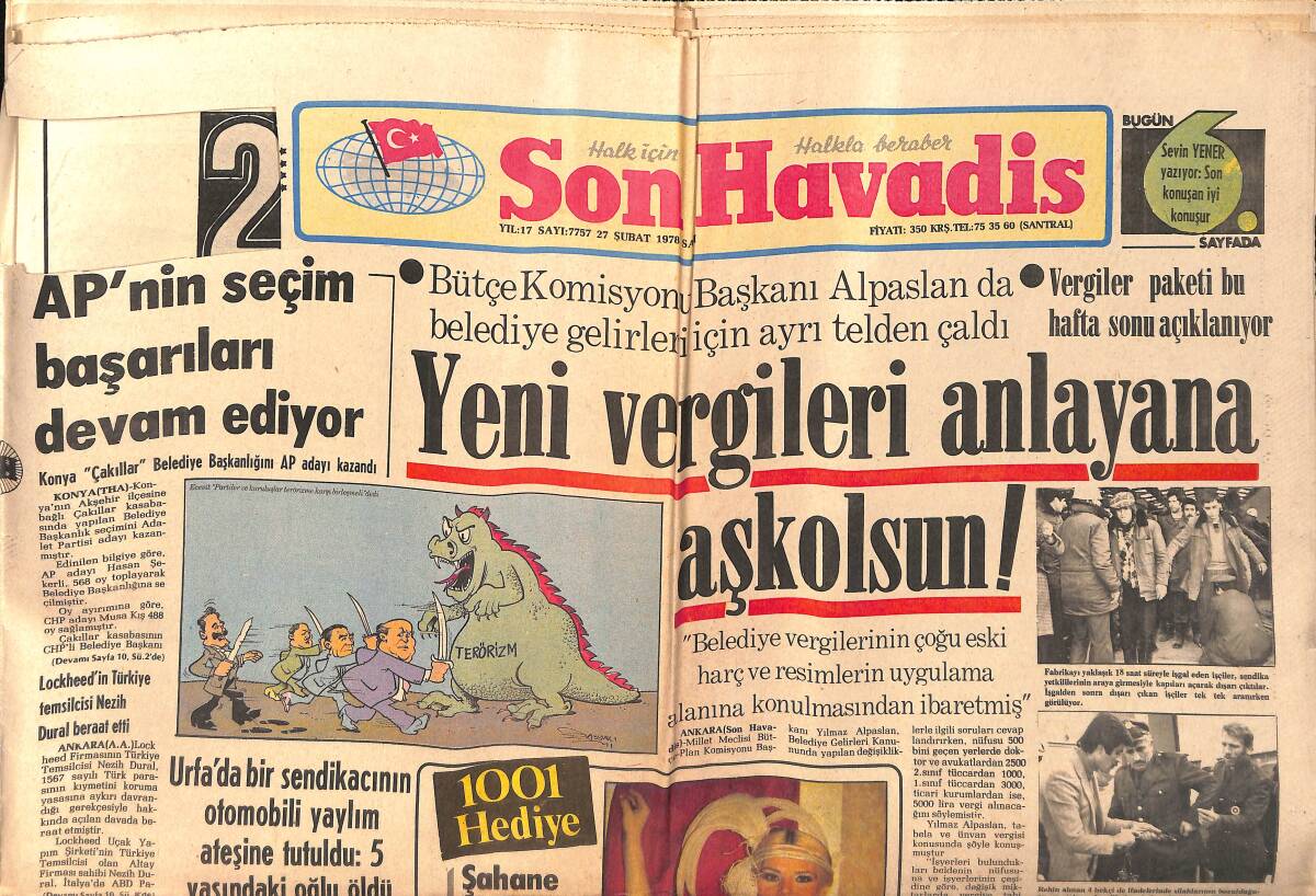 Son Havadis Gazetesi 27 Şubat 1978 - Kemal Sunal,Zeki Alasya Ve Metin Akpınar'a Bol Bol Güleceğiz GZ158856 - 1