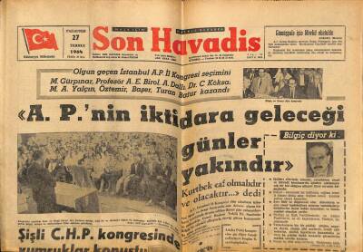 Son Havadis Gazetesi 27 Temmuz 1964 - Cezayirdeki 2 İnfilakda 262 Kişi Can Verdi GZ74162 - 1