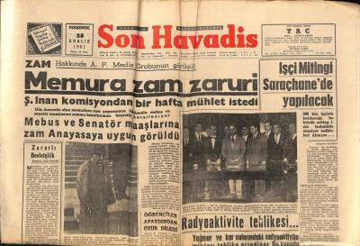 Son Havadis Gazetesi 28 Aralık 1961 - Feyzioğluna Göre Türkiyede Açlık Tehlikesi Yokmuş GZ102037 - 1