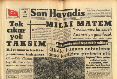 Son Havadis Gazetesi 28 Aralık 1963- Müdahale Makariosun Hezimeti Oldu GZ80551 - 1