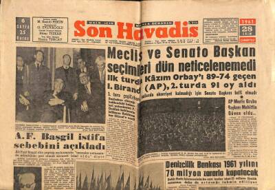 Son Havadis Gazetesi 28 Ekim 1961 - Ali Fuat Başgil İstifa Sebebini Açıkladı GZ113102 - 1