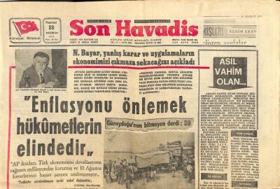 Son Havadis Gazetesi 28 Haziran 1971 - Nuri Bayar , Yanlış Karar Ve Uygulamaların Ekonomimizi Çıkmaza Sokacağını Açıkladı GZ106963 - 1