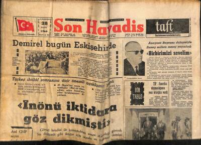 Son Havadis Gazetesi 28 Mayıs 1966 - Türkeş İhtilal Sonrasına Dair Önemli Açıklama Yaptı GZ99036 - 1