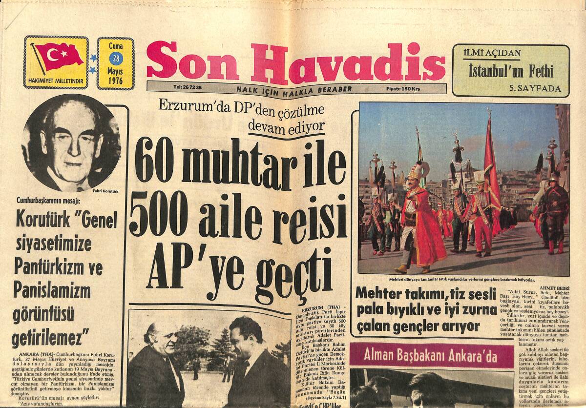 Son Havadis Gazetesi 28 Mayıs 1976 - Londra Asfaltında Her Gün Bir Ceset Yatıyor - Erzurum'da DP'den Çözülme Devam Ediyor GZ143432 - 1