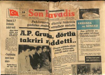 Son Havadis Gazetesi 28 Nisan 1965-Kerim Han,İran Şahının Kızı Şahnazla Evlenecek-Ürdün Kraliçesinin Yaptığı Fedakârlık-Prenses Süreyya Okula Gidiyor GZ123973 - 1
