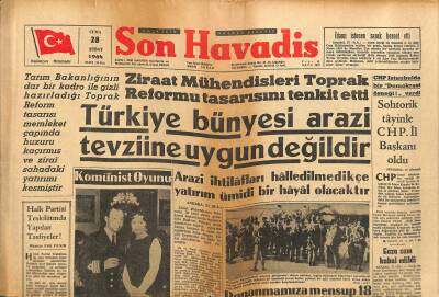 Son Havadis Gazetesi 28 Şubat 1964 - Türkiye Bünyesi Arazi Tevziine Uygun Değildir - Gaza Zam Kabul Edildi GZ123955 - 1