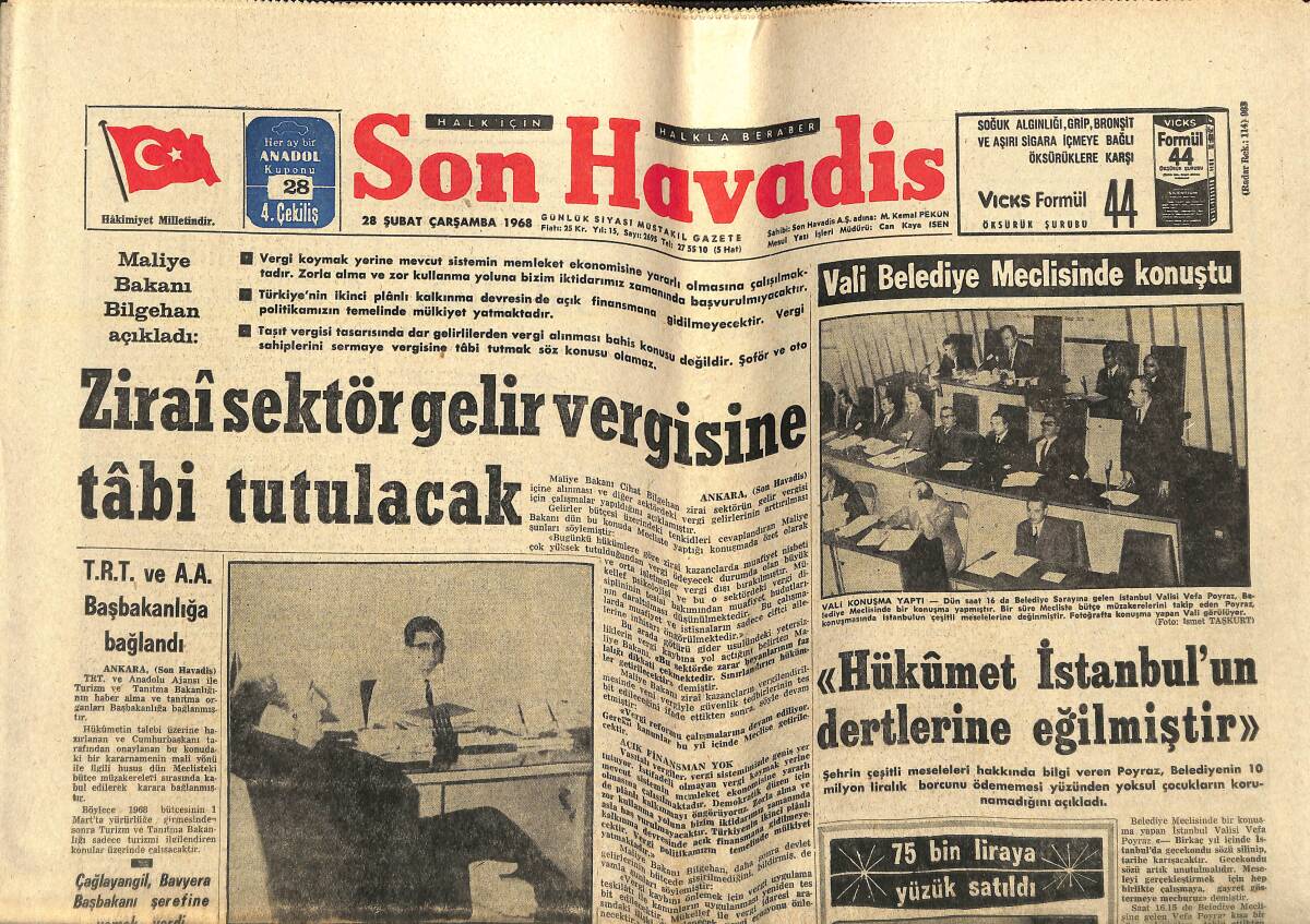 Son Havadis Gazetesi 28 Şubat 1968 - Şaki Hamido Tahliye Edildi - Galatasaray Kar Altında Fenerbahçe İse Salonda Çalıştı GZ143278 - 1