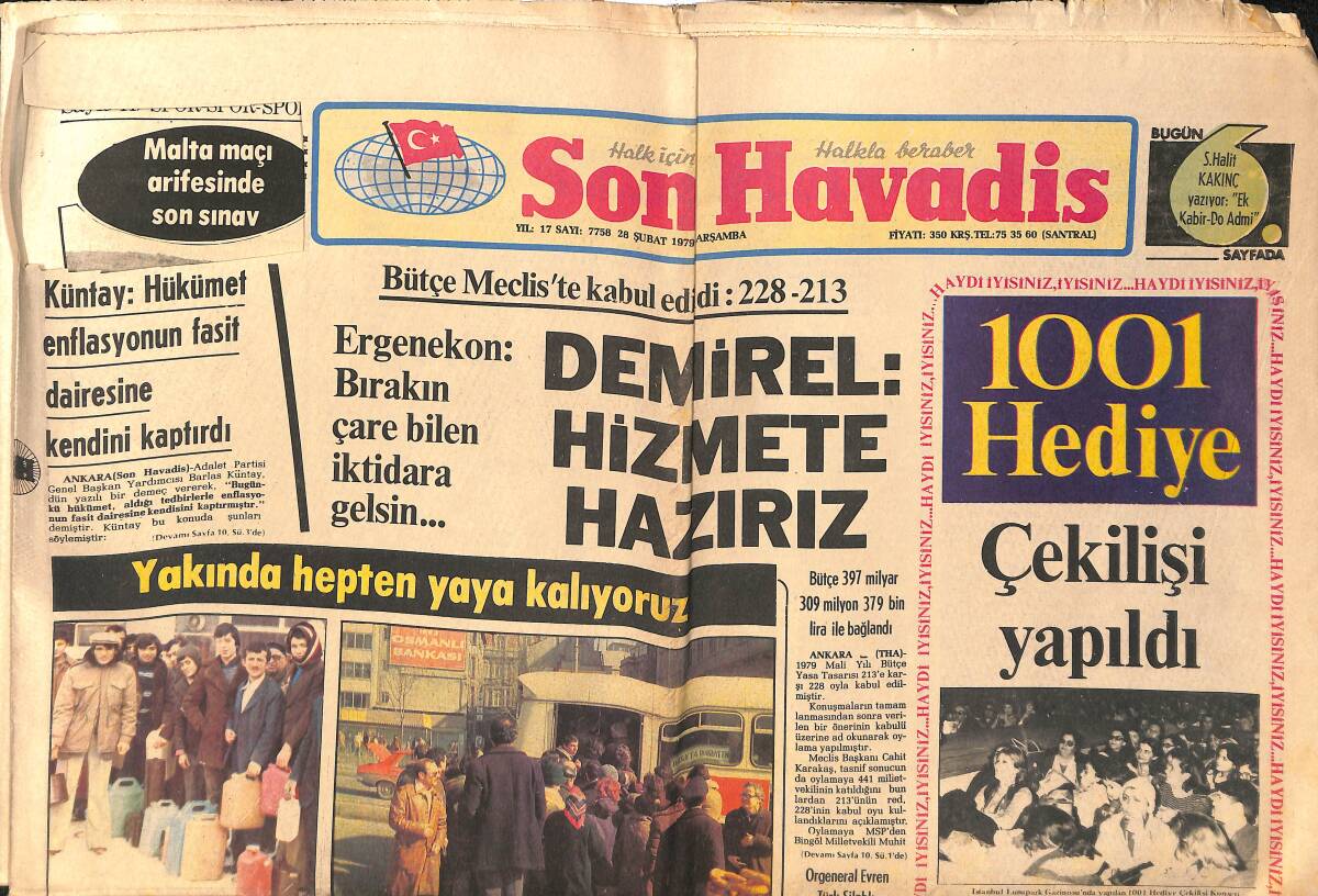 Son Havadis Gazetesi 28 Şubat 1979 - Kale Fabrikası İşgalcilerden Kurtarıldı - Kamboçya Gerillaları da Vietnam'a Savaş Açtı GZ158865 - 1