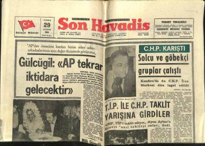 Son Havadis Gazetesi 29 Ağustos 1969 - CHP Karıştı,Solcu Ve Göbekçi Gruplar Çatıştı GZ59066 - 1