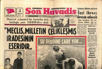 Son Havadis Gazetesi 29 Ağustos 1972 - Su Derdine Çare Yok GZ99053 - 1