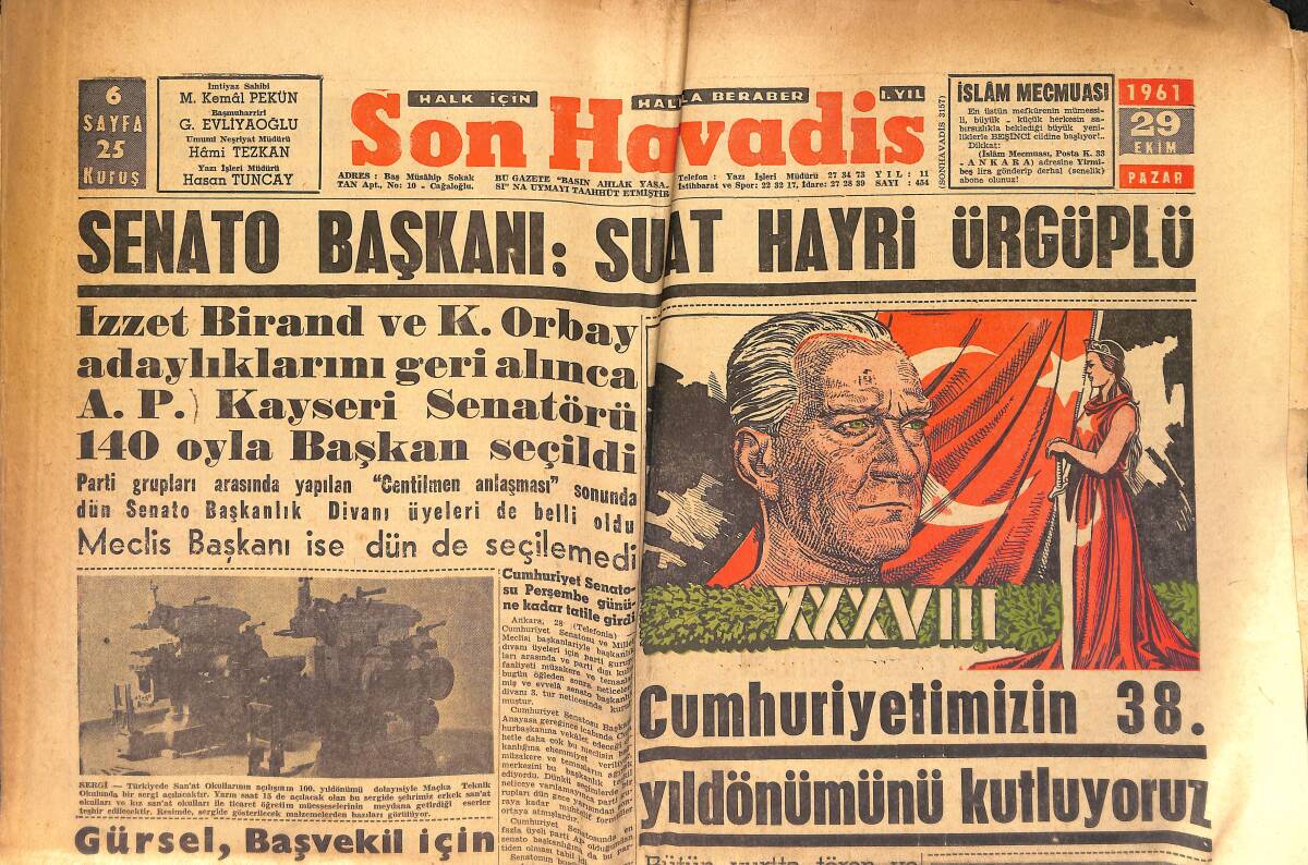Son Havadis Gazetesi 29 Ekim 1961 - Sağmalcılar Köyünde 70 Tifo Vakası Görüldü GZ158831 - 1