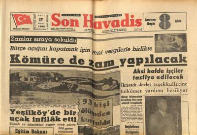 Son Havadis Gazetesi 29 Eylül 1964 - Yeşilköyde Bir Uçak İnfilak Etti 93 Kişi Ölümden Kurtuldu GZ74208 - 1