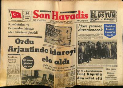 Son Havadis Gazetesi - 29 Haziran 1966 - Ordu Arjantinde İdareyi Ele Aldı - Vietnamın Ankara Elçiliği Karıştı GZ124229 - 1