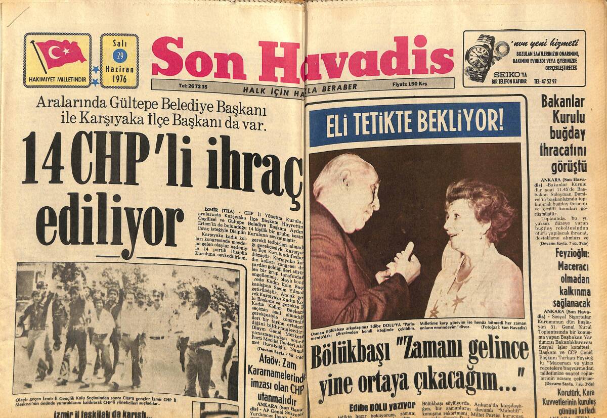 Son Havadis Gazetesi 29 Haziran 1976 - Tarık Akan, Sahneye Çıkmayacağım Diyor - Yılmaz Köksal Bir Haftada Dokuz Film Teklifi Aldı GZ149765 - 1