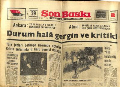 Son Havadis Gazetesi 29 Kasım 1967 - Türk Jetleri Lefkoşe Üzerinde Uçtular,Durum Kritik Ve Gergin GZ59298 - 1