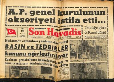 Son Havadis Gazetesi 29 Mart 1963 - Karanlık Maksatlılar Gençleri Tahrik Ediyor..Basın Ve Tedbirler Kanunu Ağırlaştırılıyor GZ59037 - 1