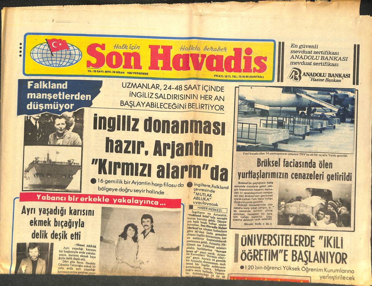 Son Havadis Gazetesi 29 Nisan 1982 - Yüksel Özkasap , Türkiye'den Gelen Sahne Tekliflerine Hayır Diyor - Almanya'da Evler Tabandan Isıtılıyor GZ142748 - 1