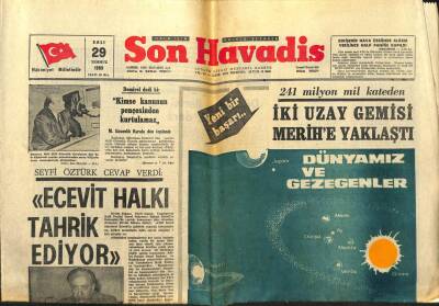 Son Havadis Gazetesi 29 Temmuz 1969 - İki Uzay Gemisi Merihe Yaklaştı GZ97911 - 1
