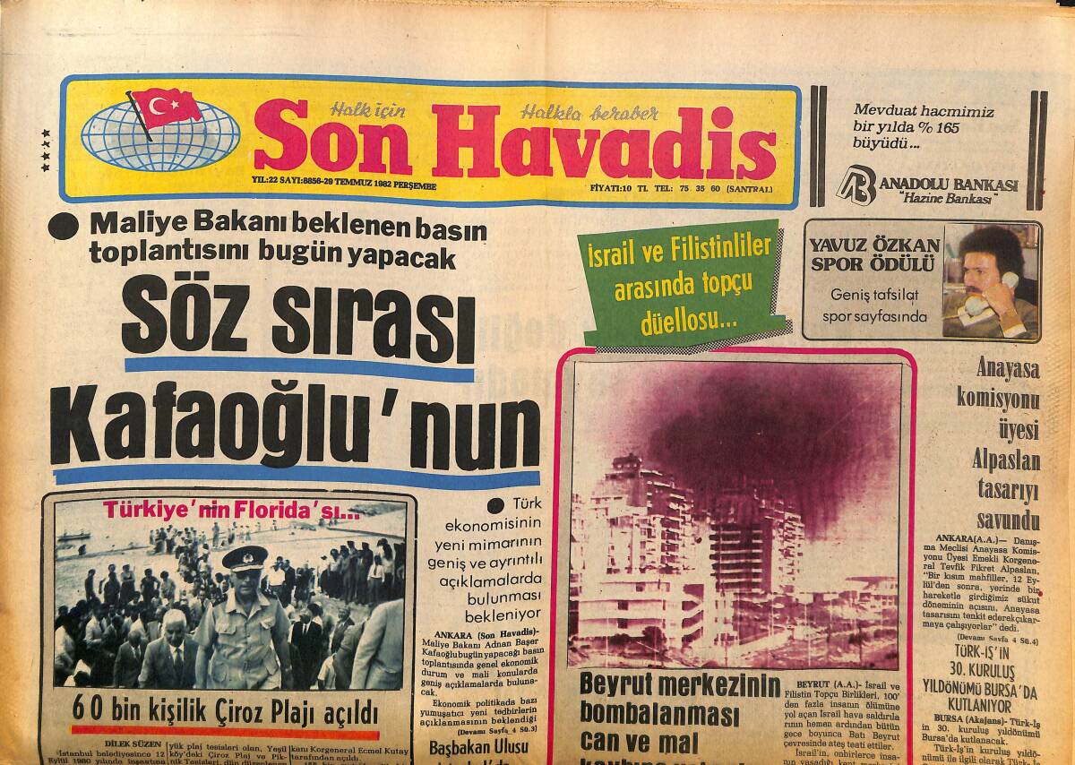 Son Havadis Gazetesi 29 Temmuz 1982 - Fenerbahçe Limanında Yat Koyacak Yer Kalmadı - Öztürk Serengil Avrupa Televizyonları İçin Çalışıyor GZ149772 - 1