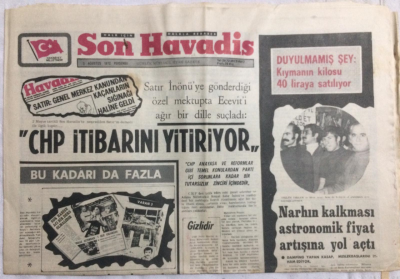 Son Havadis Gazetesi 3 Ağustos 1972 - CHP İtibarını Yitiriyor - GZ21315 - 1