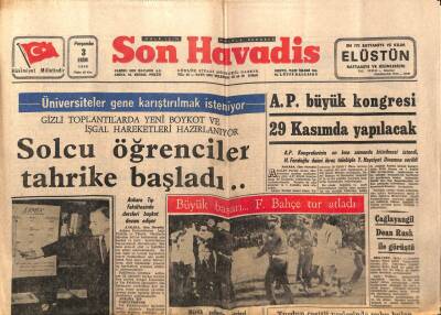 Son Havadis Gazetesi 3 Ekim 1968 - Esna Şehler Vefat Etti GZ99072 - 1