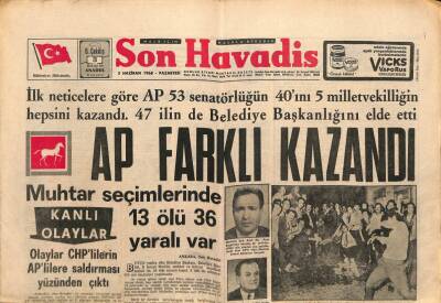 Son Havadis Gazetesi 3 Haziran 1968 - İstanbulda Seçime İştirak Az Oldu GZ88426 - 1