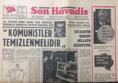 Son Havadis Gazetesi 3 Haziran 1972 - Komünistler Temizlenmelidir - GZ12831 - 2