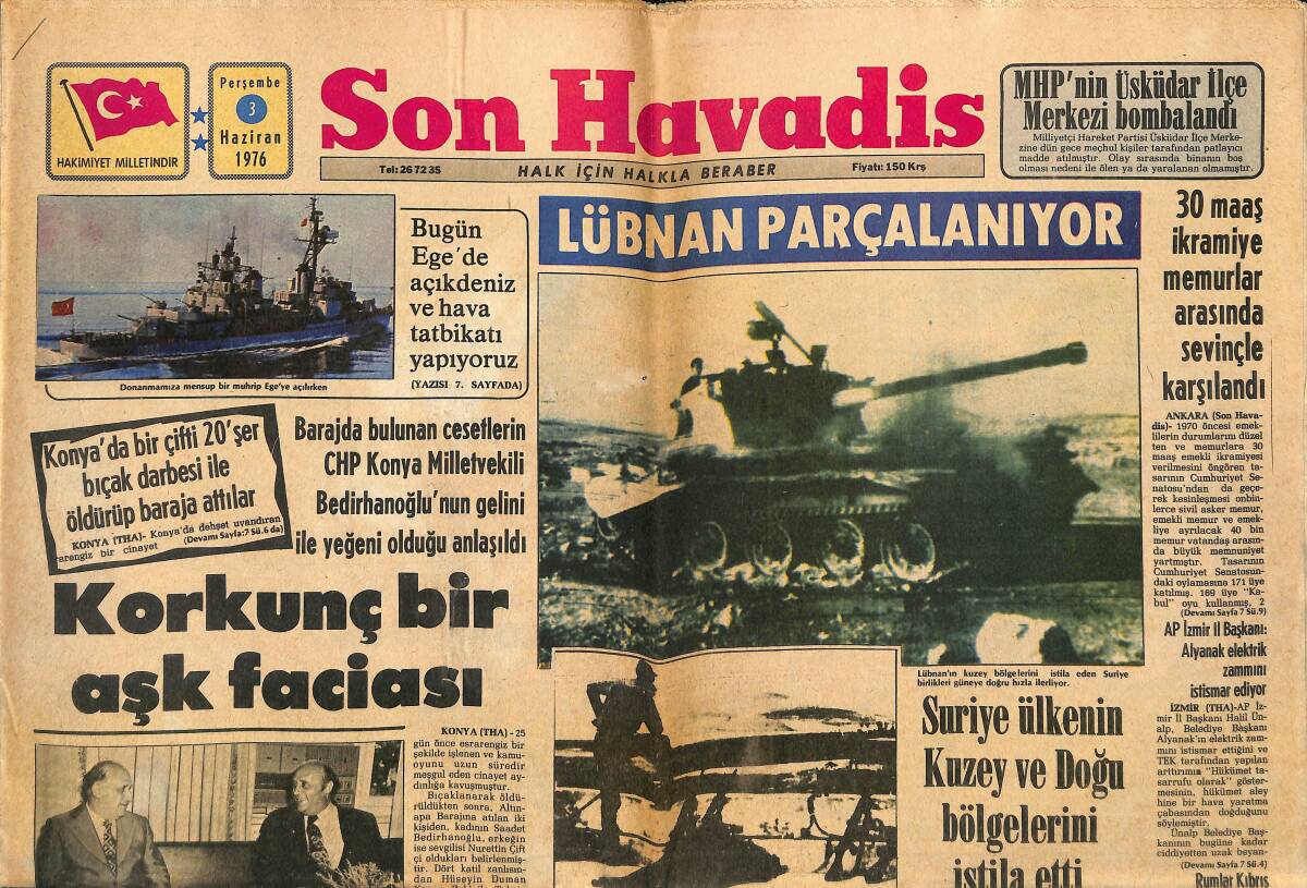 Son Havadis Gazetesi 3 Haziran 1976 - Nilüfer Plak Yapımı İçin Almanya'ya Gitti - Lübnan Parçalanıyor GZ141098 - 1